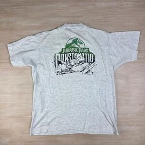 Vintage Jurasic Park Construction Shirt Distressed Single Stitch Size Large